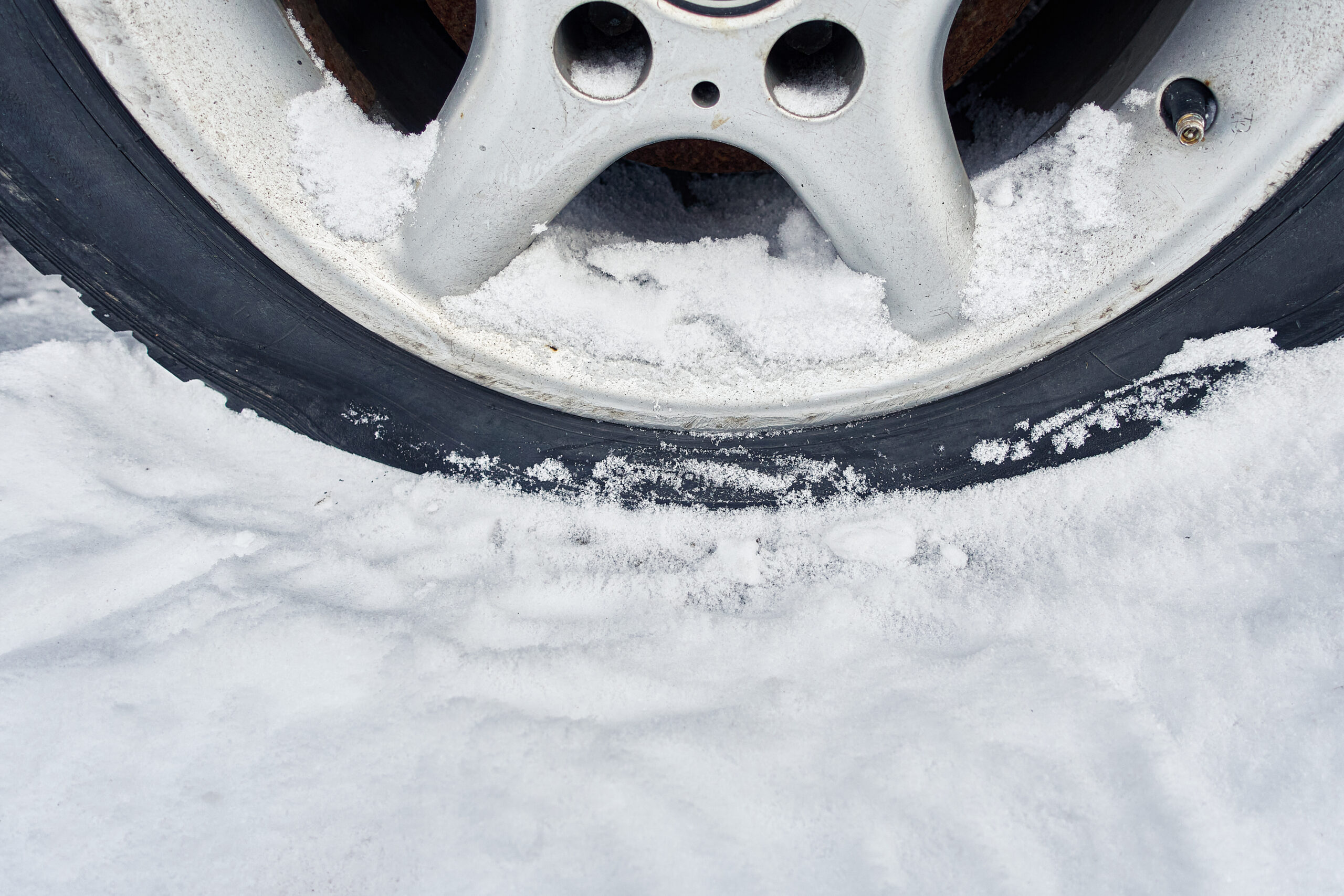 tire puncture rim. winter wheel repair