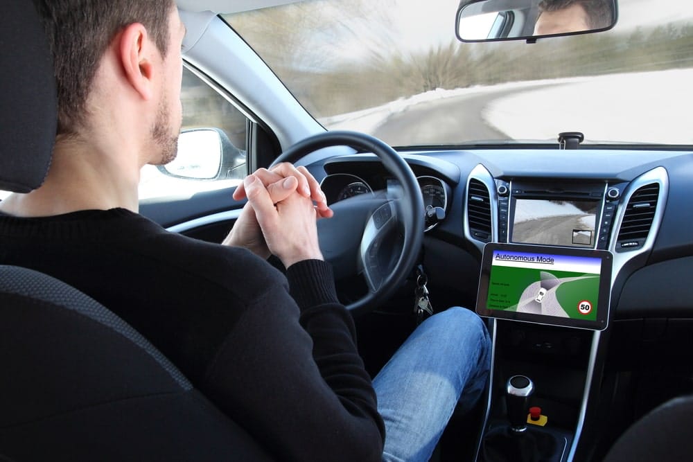 A man driving Car With Navigation